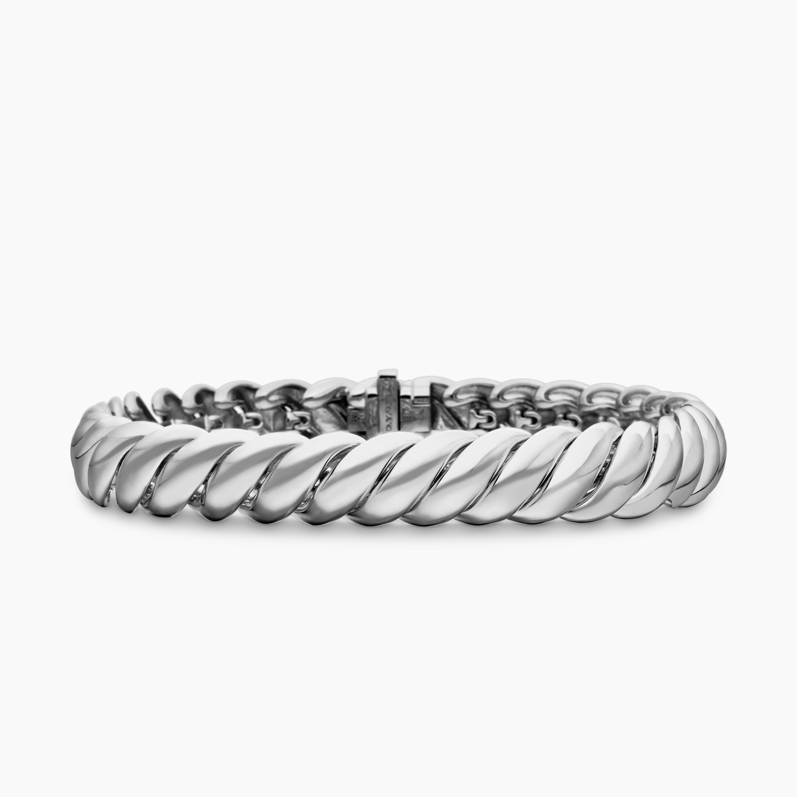 Womens Sculpted Cable Bracelet in Sterling Silver, 8.5mm