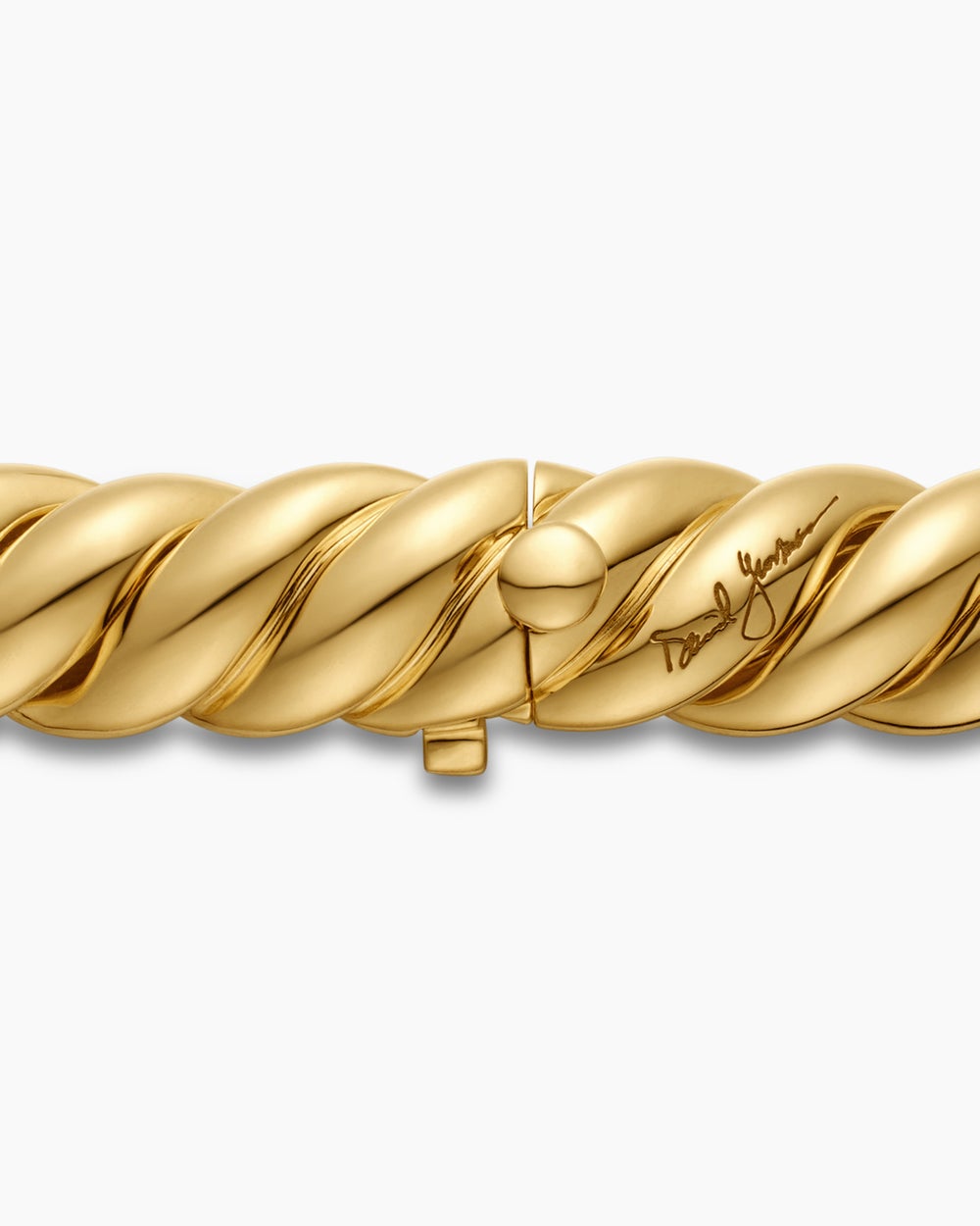 Womens Sculpted Cable Double Wrap Bracelet in 18ct Yellow Gold, 8.5mm