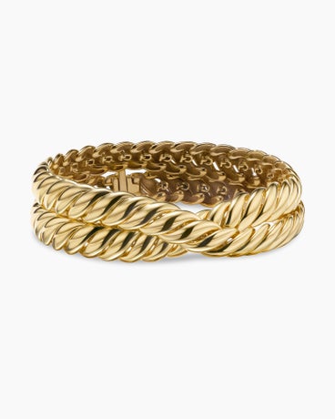 Sculpted Cable Double Wrap Bracelet in 18K Yellow Gold, 8.5mm
