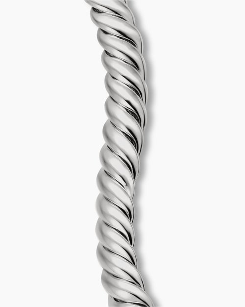 Womens Sculpted Cable Double Wrap Bracelet in Sterling Silver, 8.5mm