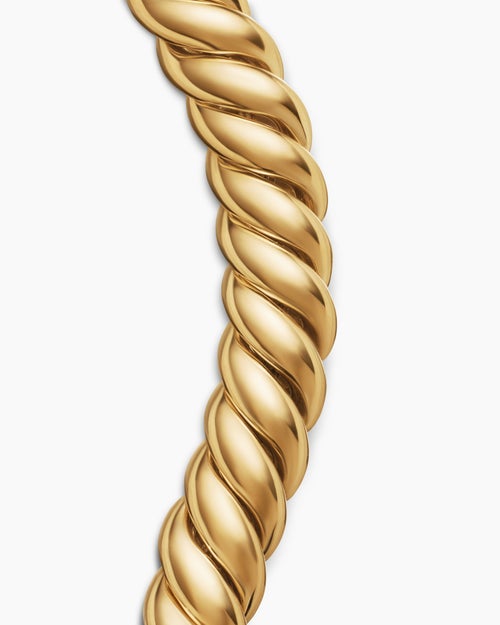 Womens Sculpted Cable Triple Wrap Bracelet in 18K Yellow Gold, 8.5mm