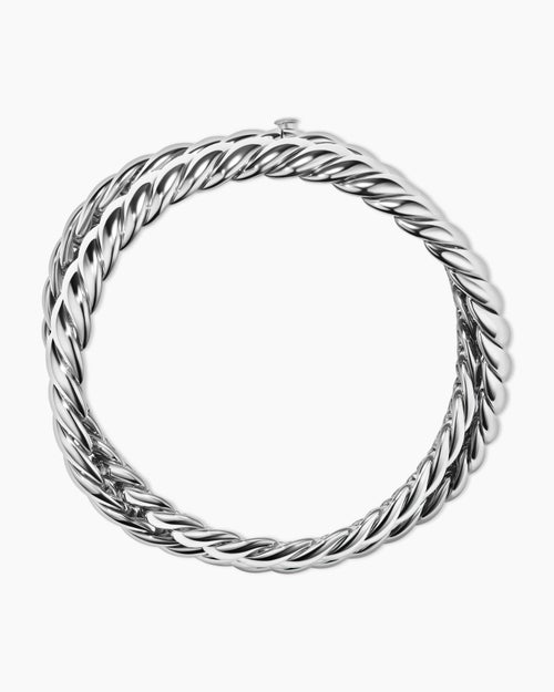 Womens Sculpted Cable Triple Wrap Bracelet in Sterling Silver, 8.5mm