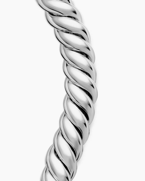 Womens Sculpted Cable Triple Wrap Bracelet in Sterling Silver, 8.5mm