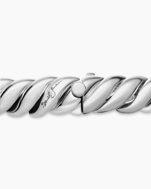 Womens Sculpted Cable Triple Wrap Bracelet in Sterling Silver, 8.5mm