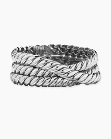Sculpted Cable Triple Wrap Bracelet in Sterling Silver, 8.5mm