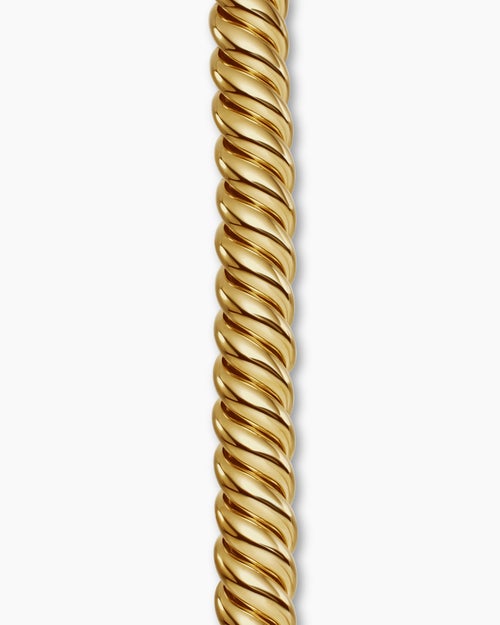 Womens Sculpted Cable Bracelet in 18K Yellow Gold, 14mm