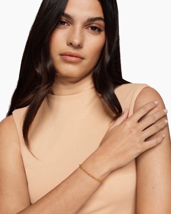 Tennis Bracelet in 18K Yellow Gold with Orange Sapphires, 3mm