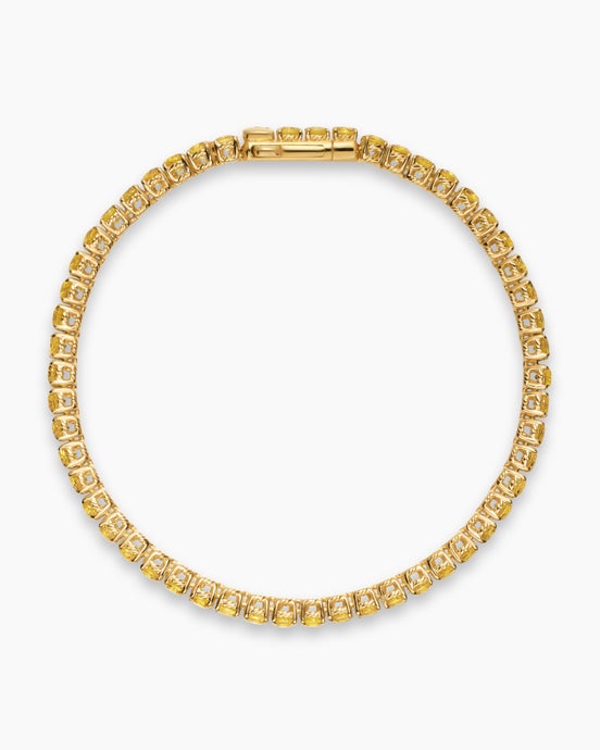 Tennis Bracelet in 18K Yellow Gold with Yellow Sapphires, 3mm