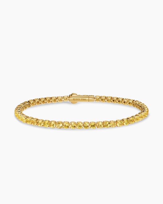 Tennis Bracelet in 18K Yellow Gold with Yellow Sapphires, 3mm