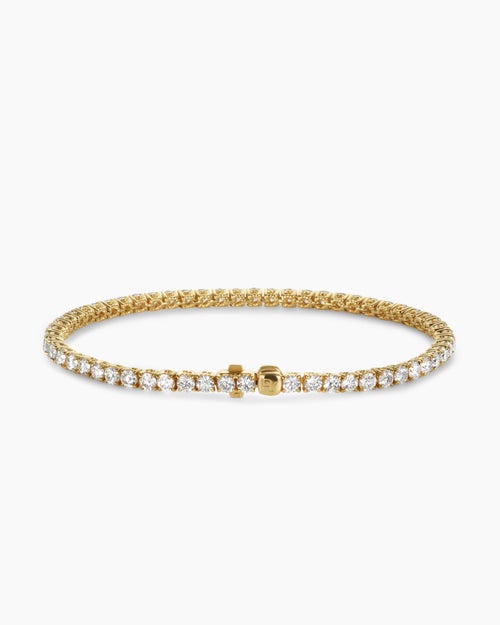 Womens Tennis Bracelet in 18K Yellow Gold with Diamonds, 3mm