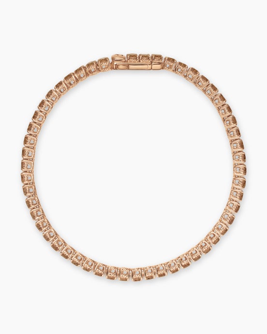 Tennis Bracelet in 18K Rose Gold with Cognac Diamonds, 3mm