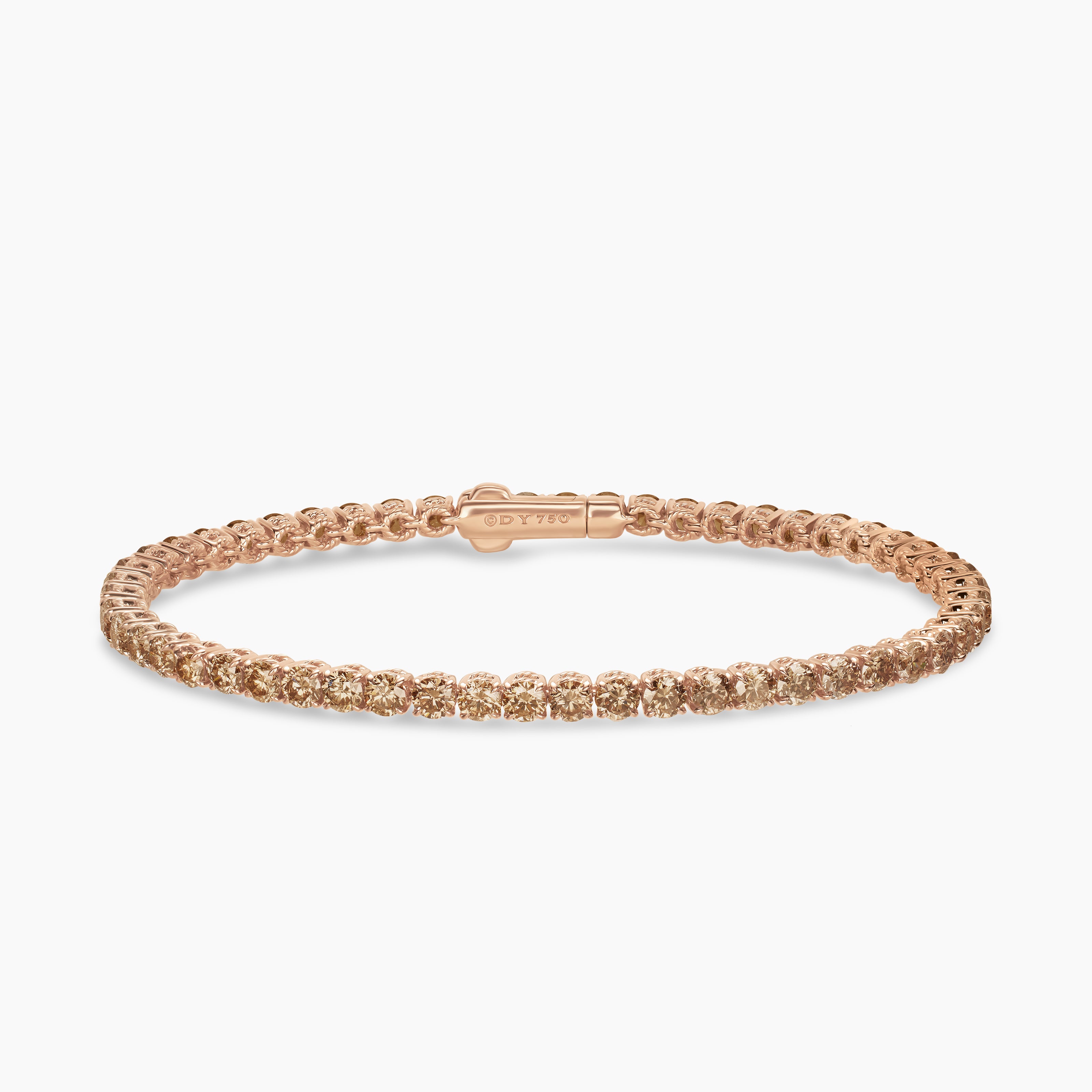 Womens Tennis Bracelet in 18K Rose Gold with Diamonds, 3mm