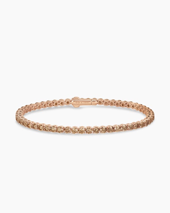 Tennis Bracelet in 18K Rose Gold with Cognac Diamonds, 3mm