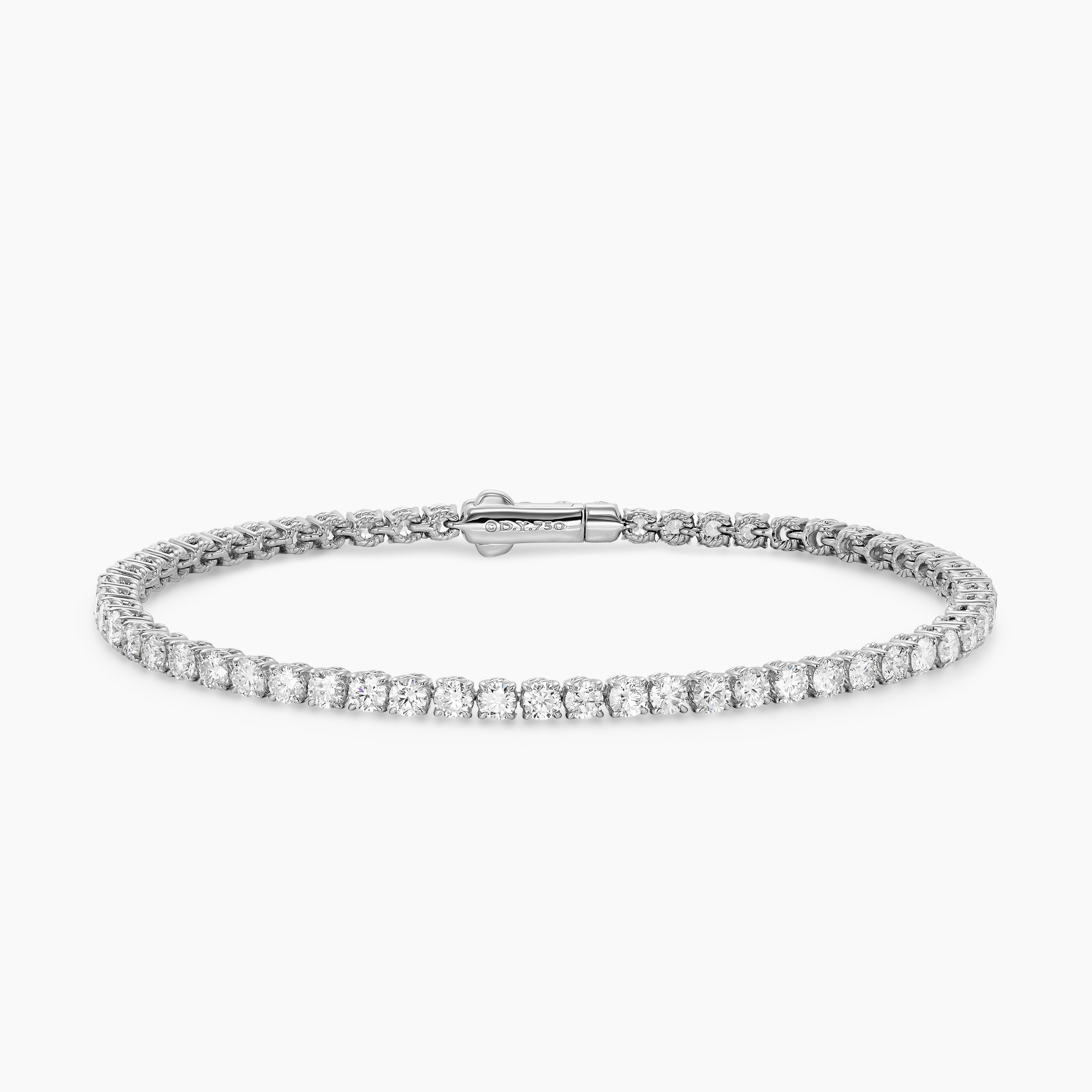 Womens Tennis Bracelet in 18K White Gold, 3mm