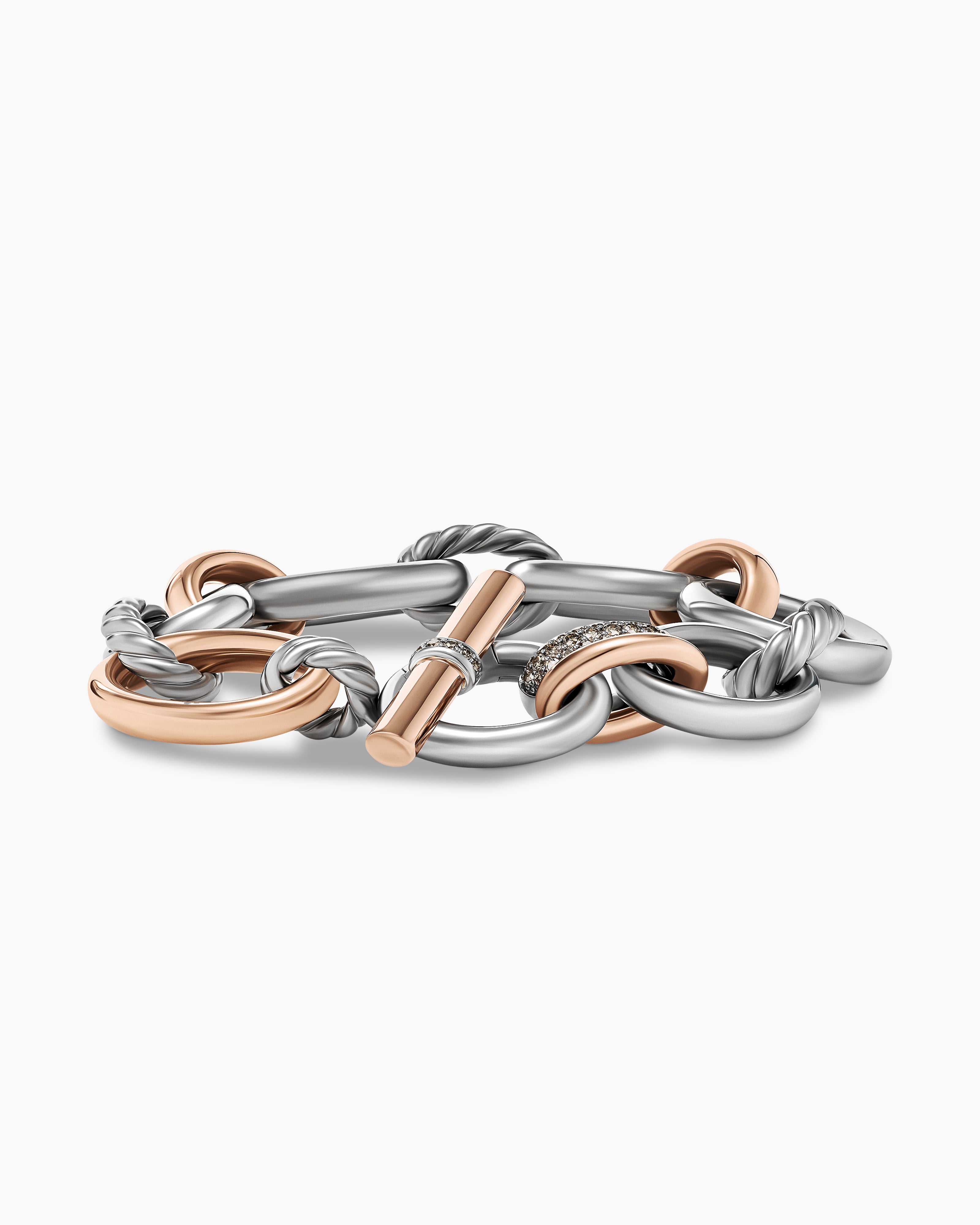 DY Mercer™ Melange Chain Bracelet  Sterling Silver with 18K Rose Gold and Diamonds, 25mm