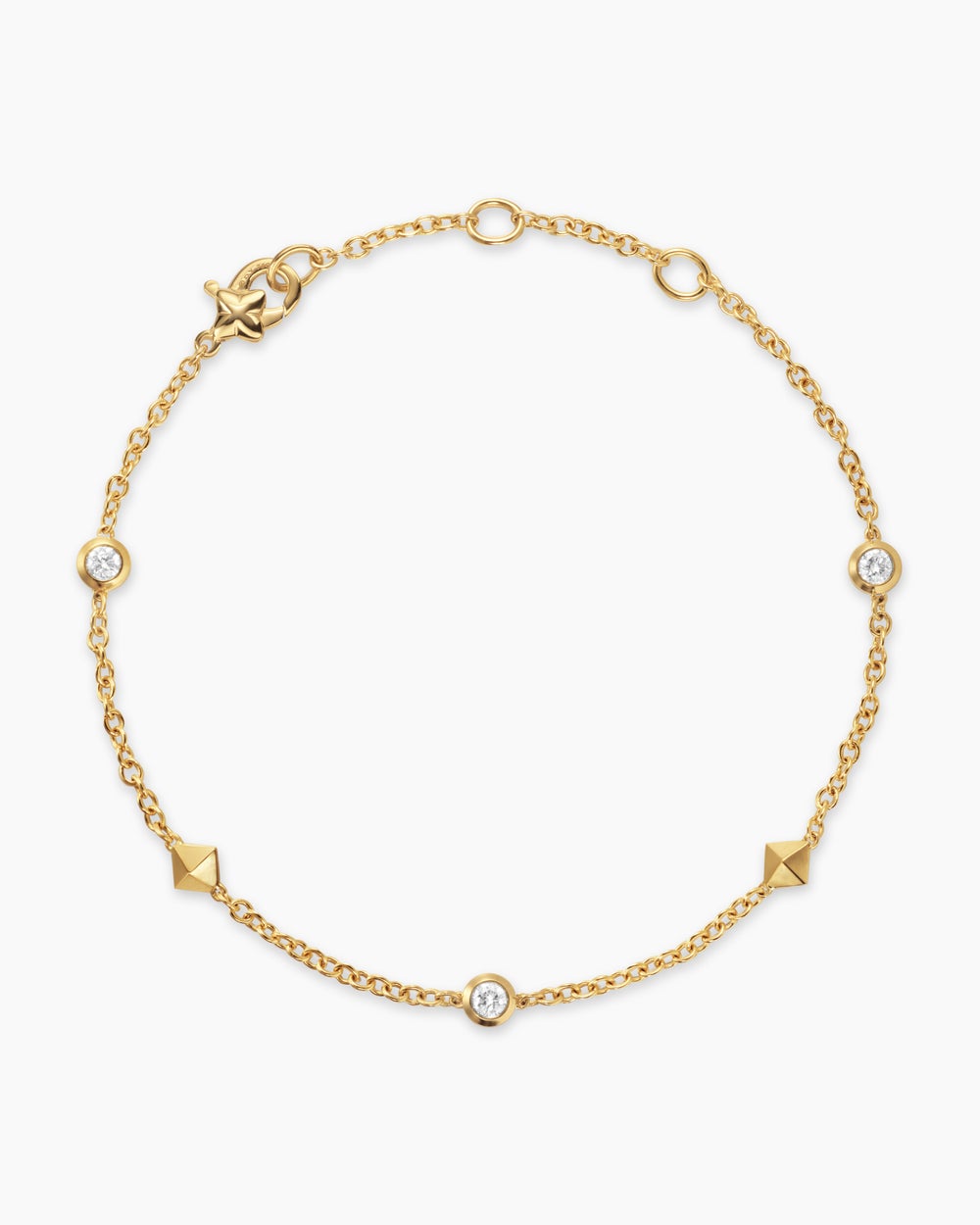 Womens Petite Modern Renaissance® Station Bracelet in 18K Yellow Gold with Diamonds, 4.6mm