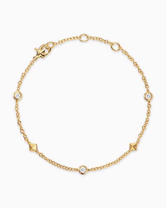 Petite Modern Renaissance Station Bracelet in 18K Yellow Gold with Diamonds, 4.6mm