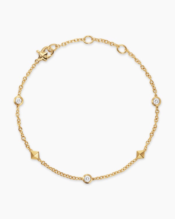 Petite Modern Renaissance® Station Bracelet in 18K Yellow Gold with Diamonds, 4.6mm