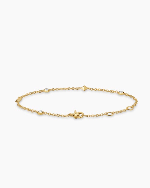 Womens Petite Modern Renaissance® Station Bracelet in 18K Yellow Gold with Diamonds, 4.6mm