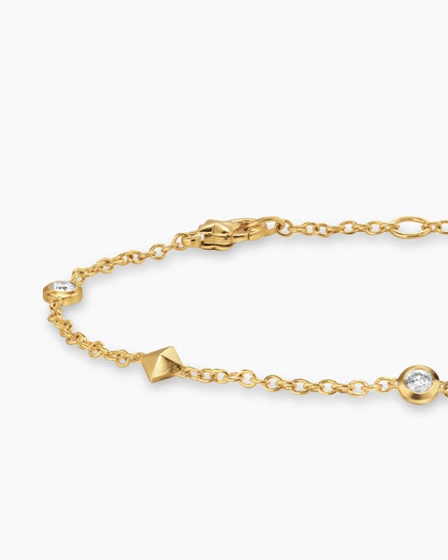 Womens Petite Modern Renaissance® Station Bracelet in 18K Yellow Gold with Diamonds, 4.6mm