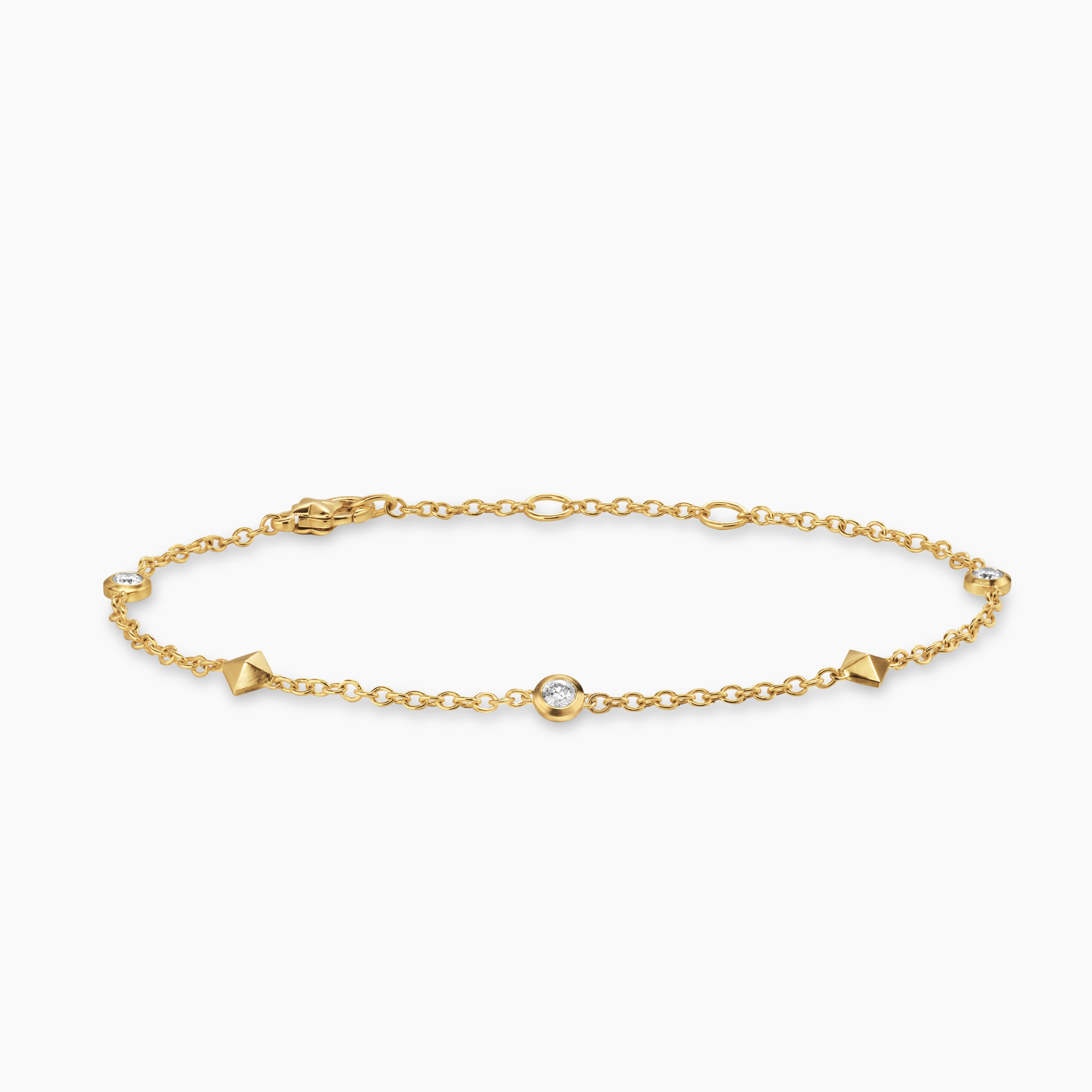 Womens Petite Modern Renaissance&reg; Station Bracelet in 18K Yellow Gold with Diamonds, 4.6mm