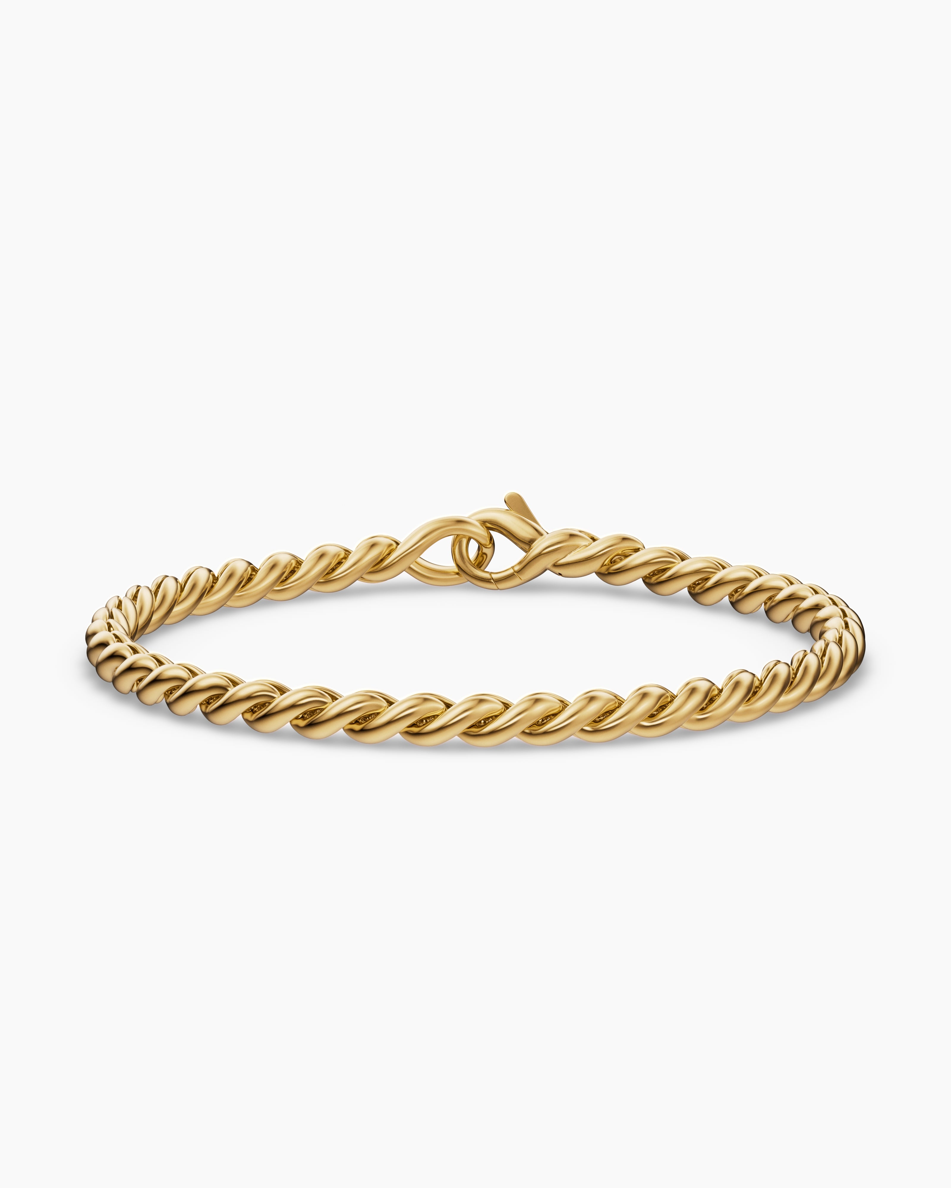 Womens Sculpted Cable Chain Bracelet in 18K Yellow Gold, 3.7mm