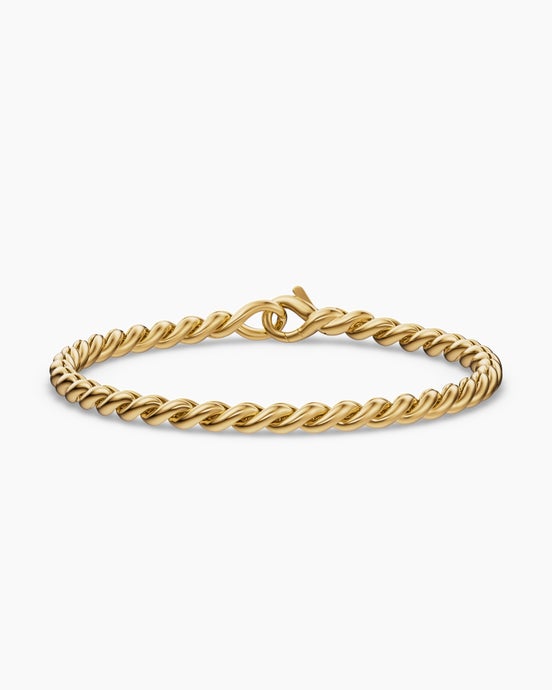 Sculpted Cable Chain Bracelet in 18K Yellow Gold, 3.7mm
