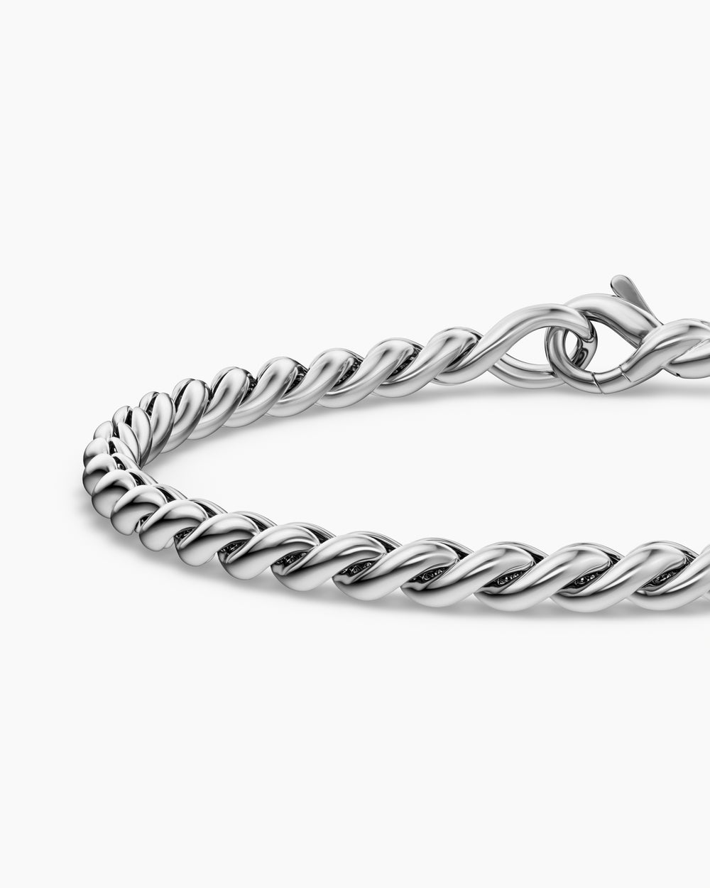 Womens Sculpted Cable Chain Bracelet in Sterling Silver, 3.7mm