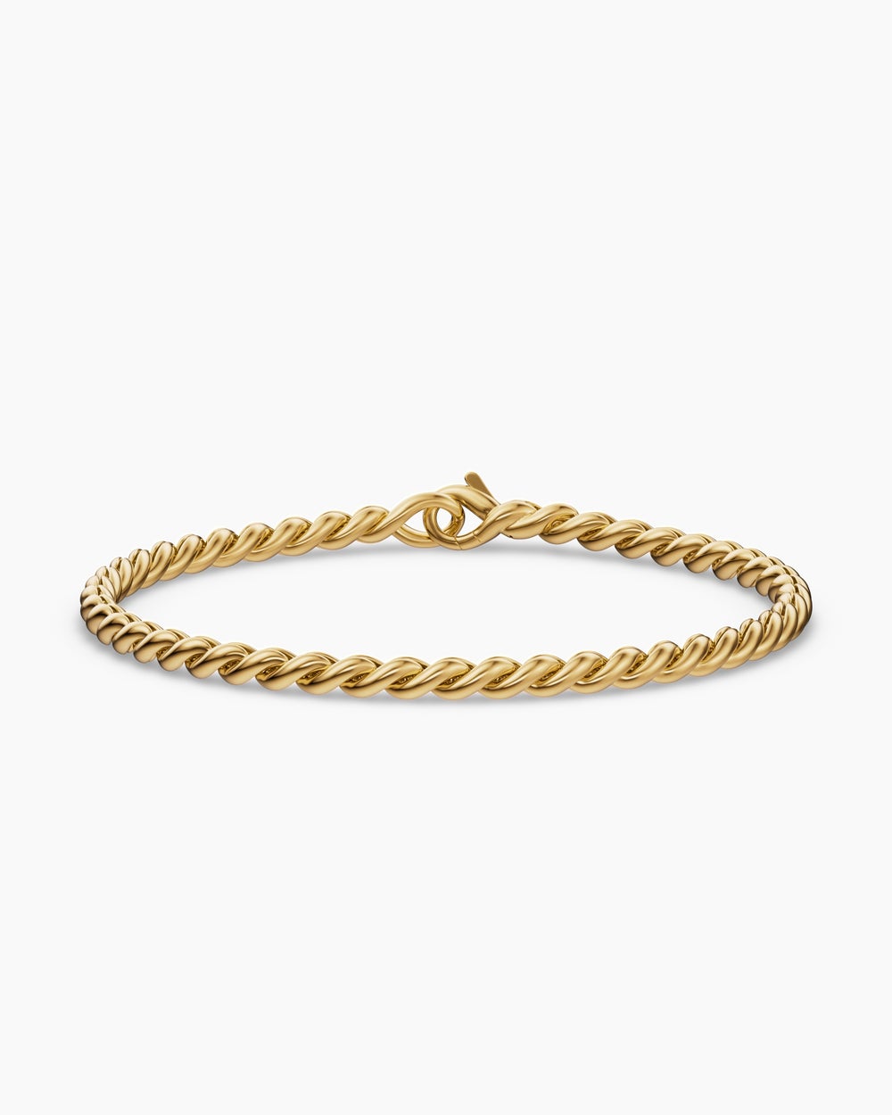 Mens Sculpted Cable Chain Bracelet in 18K Yellow Gold, 3.7mm