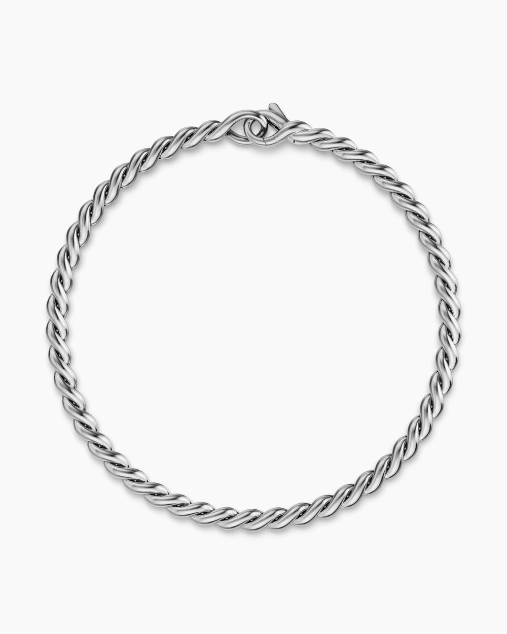Mens Sculpted Cable Chain Bracelet in Sterling Silver, 3.7mm