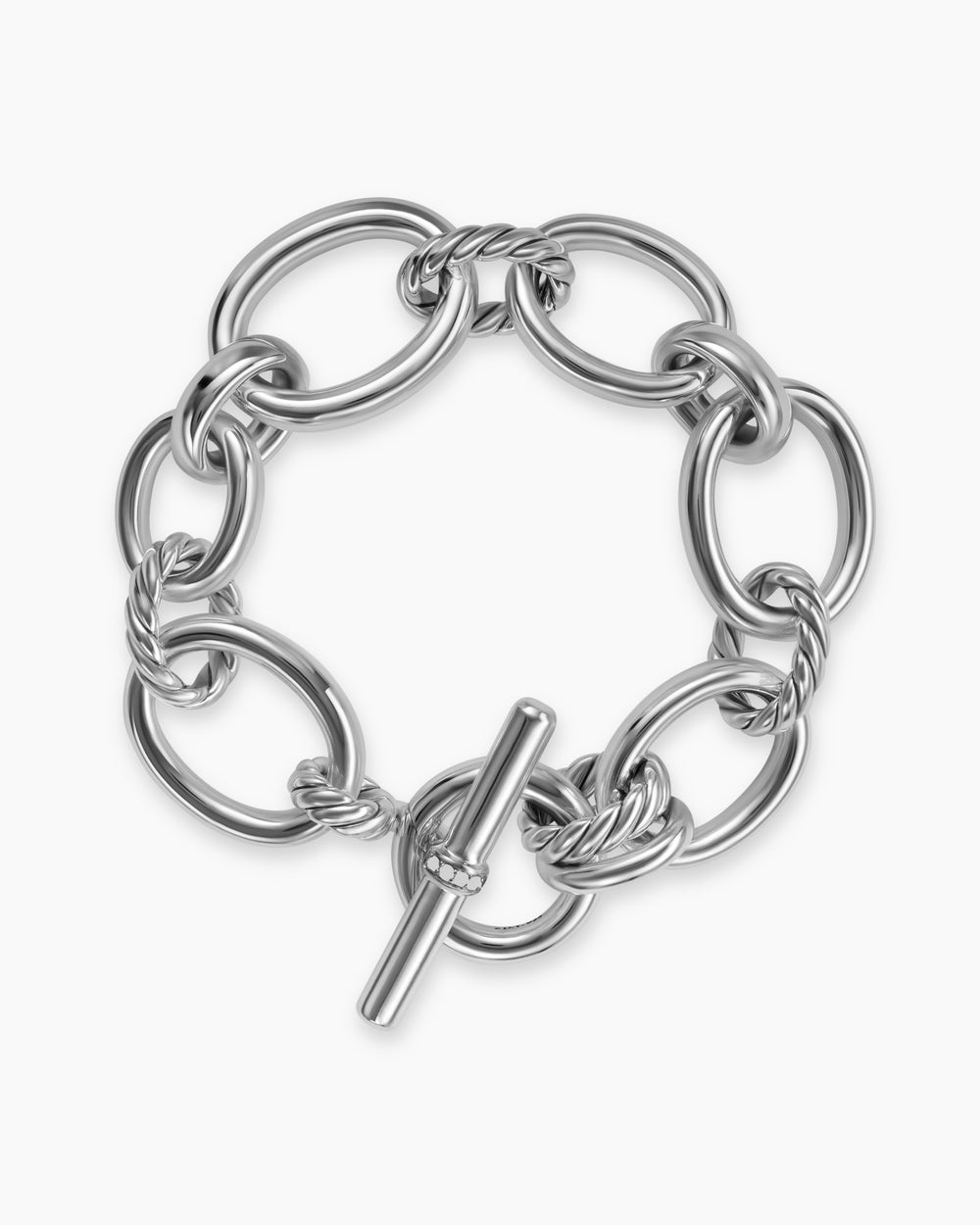Womens DY Mercer Chain Bracelet in Sterling Silver with Diamonds, 20mm