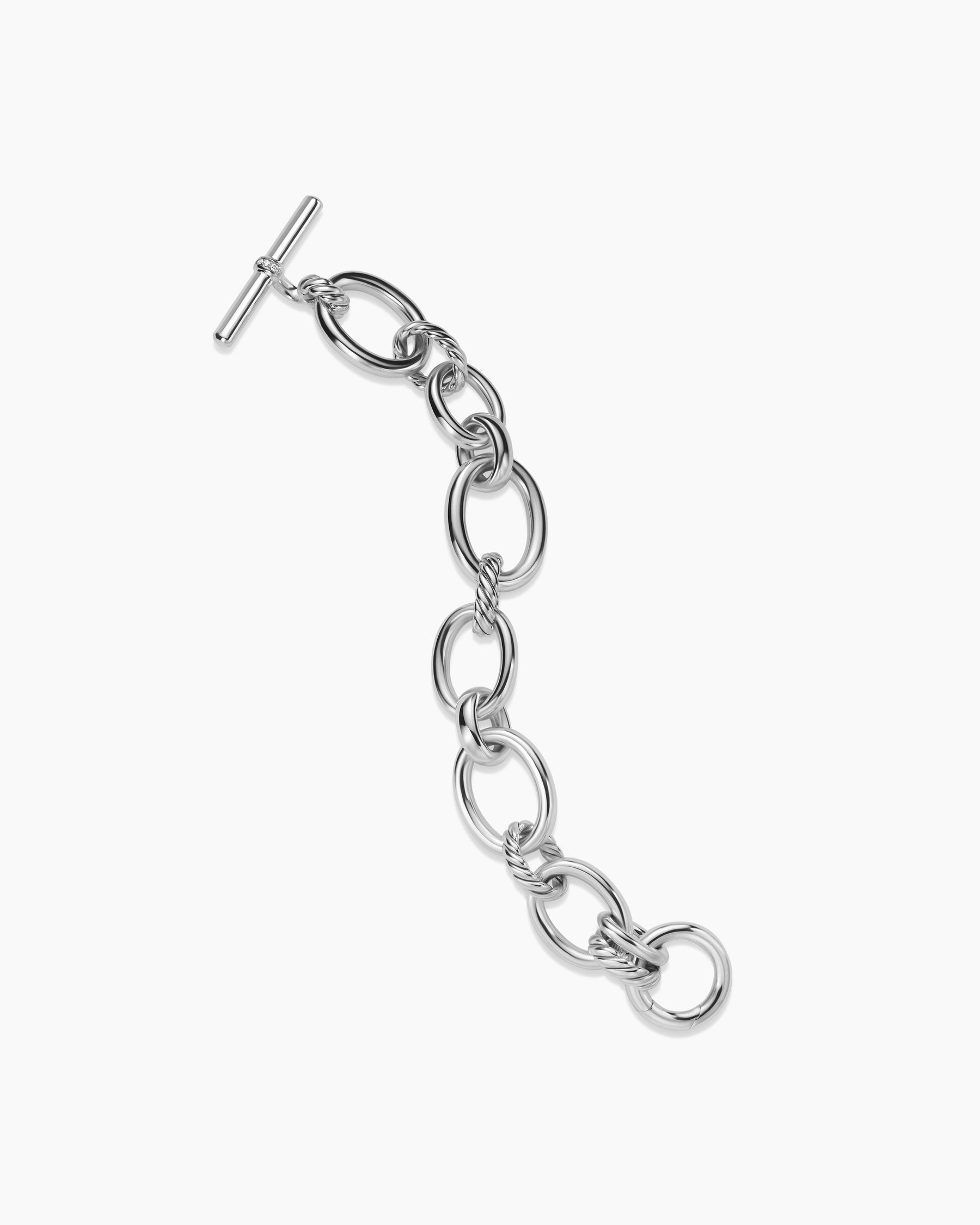 David Yurman DY Mercer Chain Bracelet in Sterling Silver with Diamonds, 25mm Women's Size Small