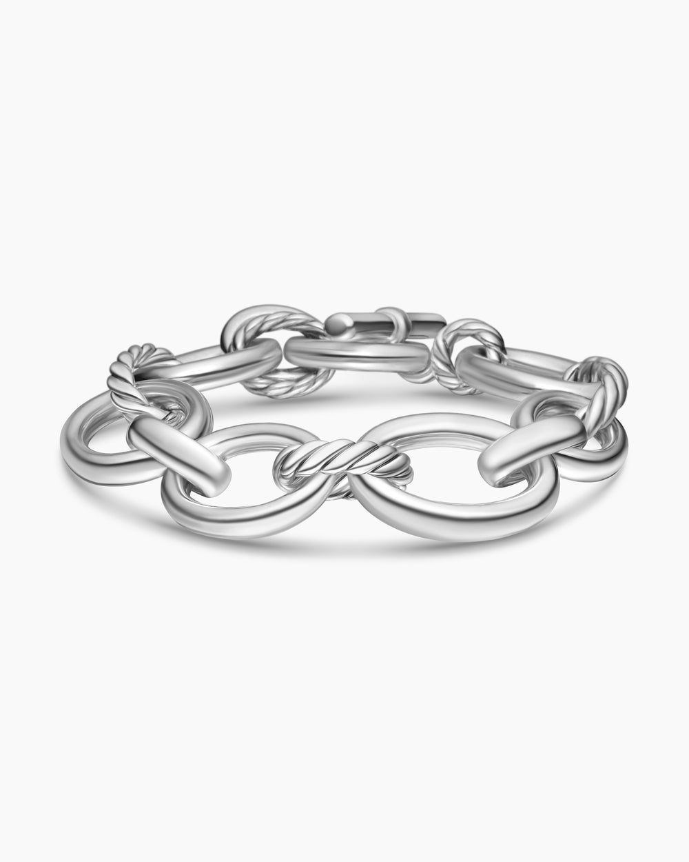 Womens DY Mercer Chain Bracelet in Sterling Silver with Diamonds, 20mm