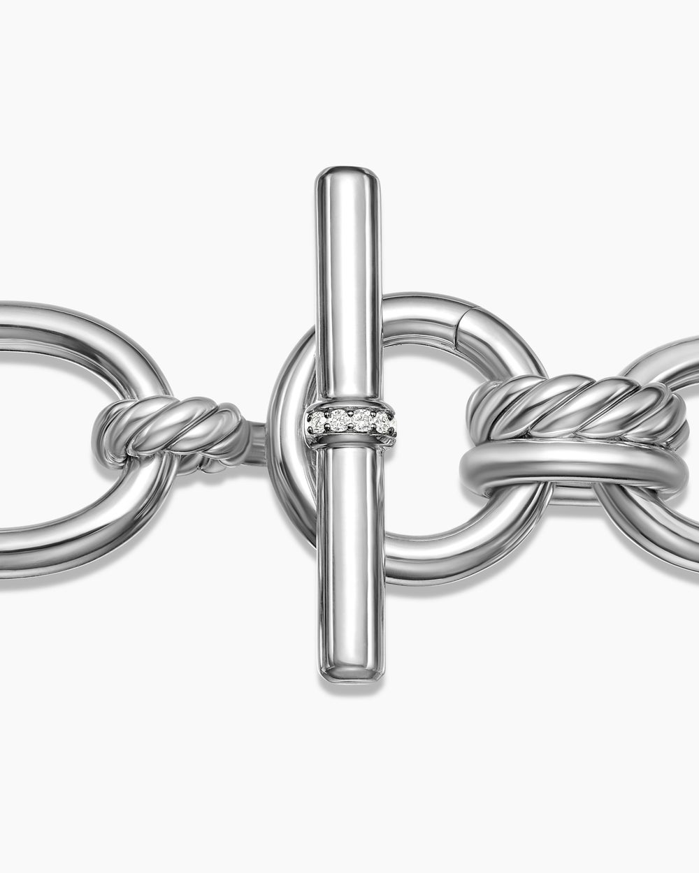 Womens DY Mercer Chain Bracelet in Sterling Silver with Diamonds, 20mm