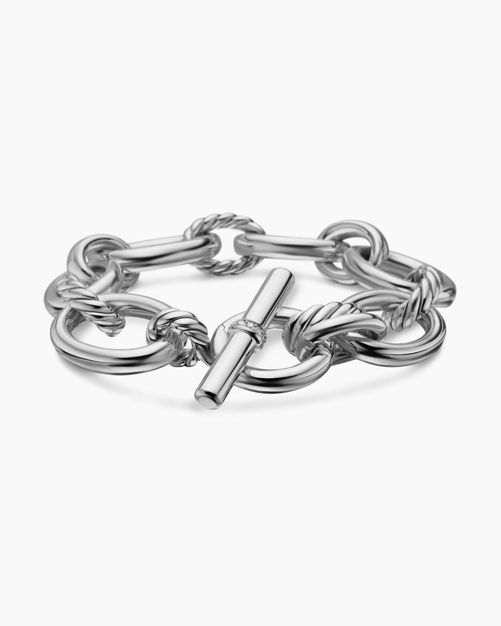 Womens DY Mercer Chain Bracelet in Sterling Silver with Diamonds, 20mm