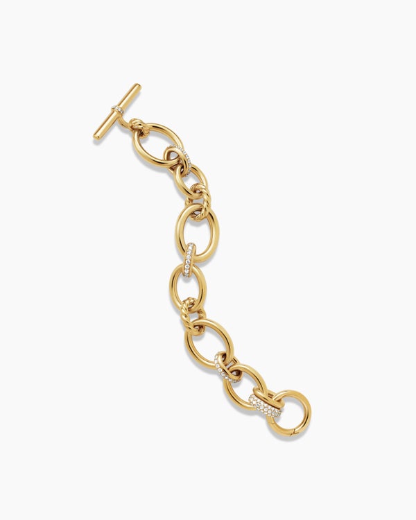 Bracelet chaîne DY Mercer® en or jaune 18 carats avec diamants, 20 mm