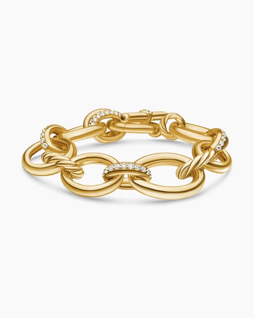 Womens DY Mercer® Chain Bracelet in 18K Yellow Gold with Diamonds, 20mm