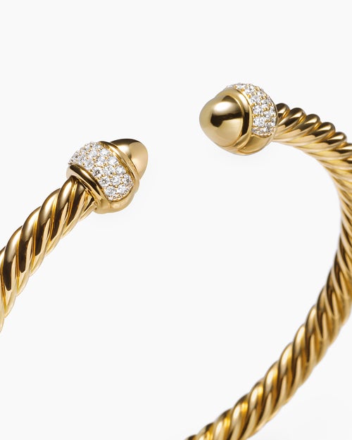 Bracelet Cable en or jaune 18 carats et diamants, 5 mm