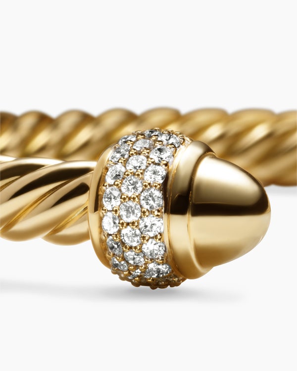 Cable Bracelet in 18K Yellow Gold with Diamonds, 5mm
