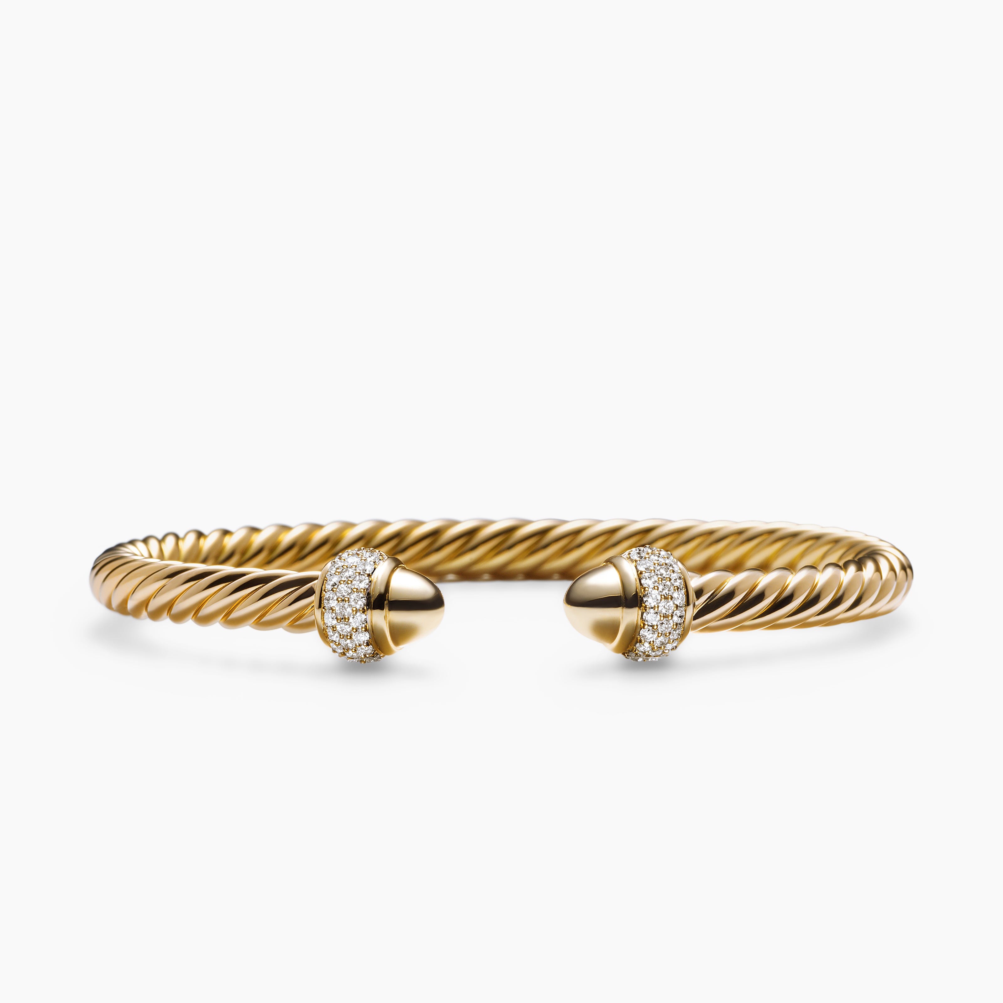 Womens Cable Bracelet in 18K Yellow Gold with Diamonds, 5mm