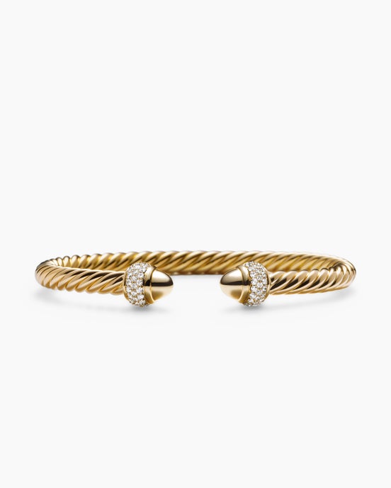 Bracelet Cable en or jaune 18 carats avec diamants, 5 mm