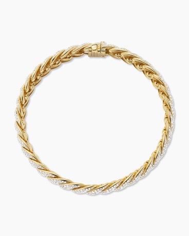 Sculpted Cable Bracelet in 18K Yellow Gold with Diamonds
