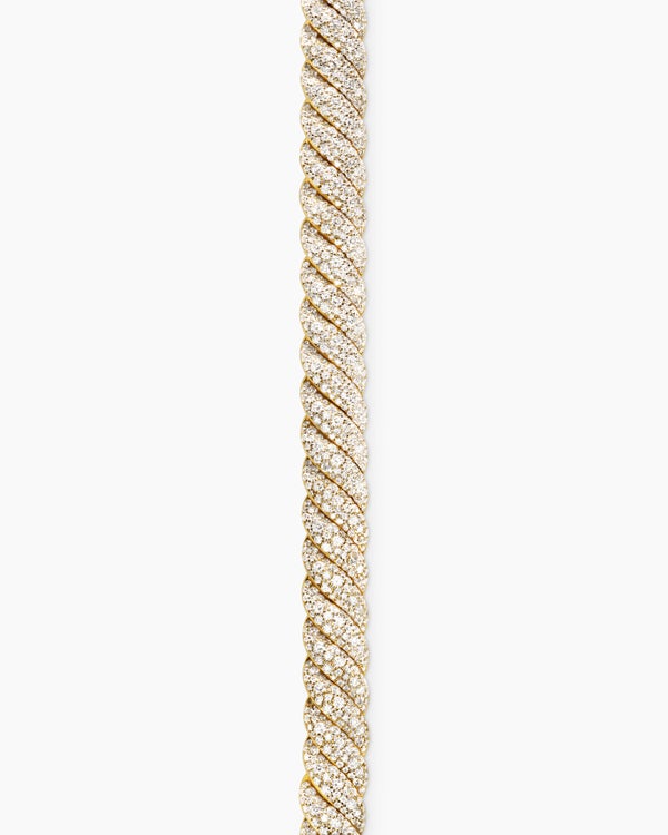 Sculpted Cable Bracelet in 18K Yellow Gold with Diamonds, 8.5mm