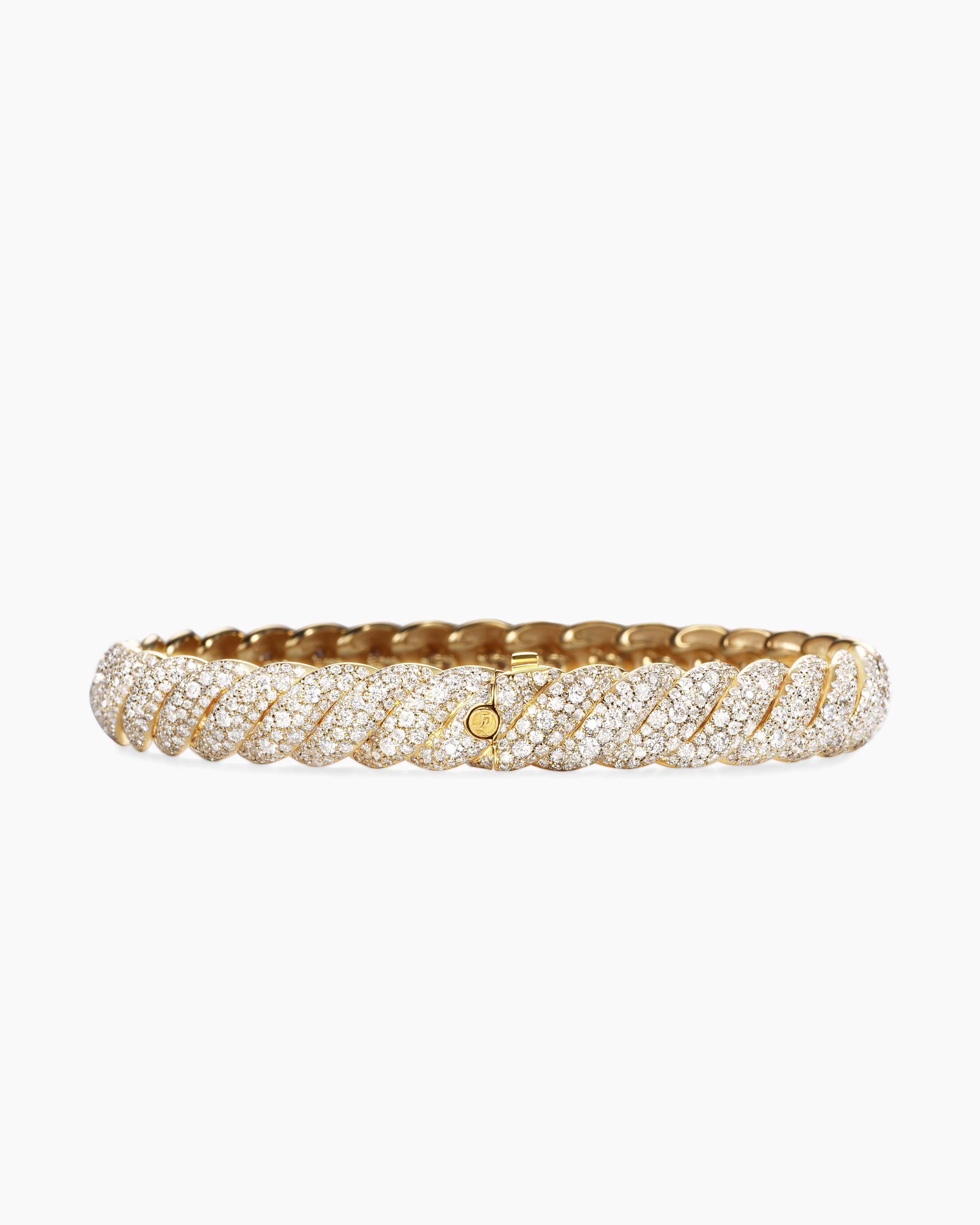 Sculpted Cable Bracelet in 18K Yellow Gold with Diamonds,