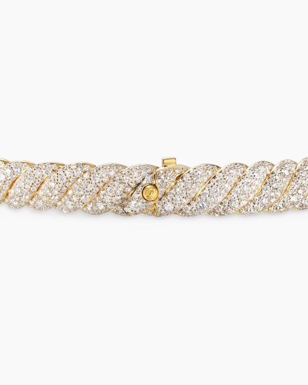 Sculpted Cable Bracelet in 18K Yellow Gold with Diamonds, 8.5mm