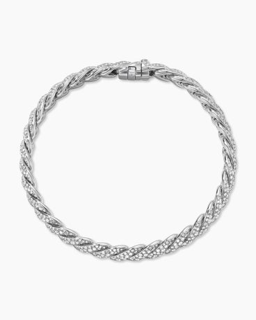 Sculpted Cable Bracelet in 18K White Gold with Diamonds