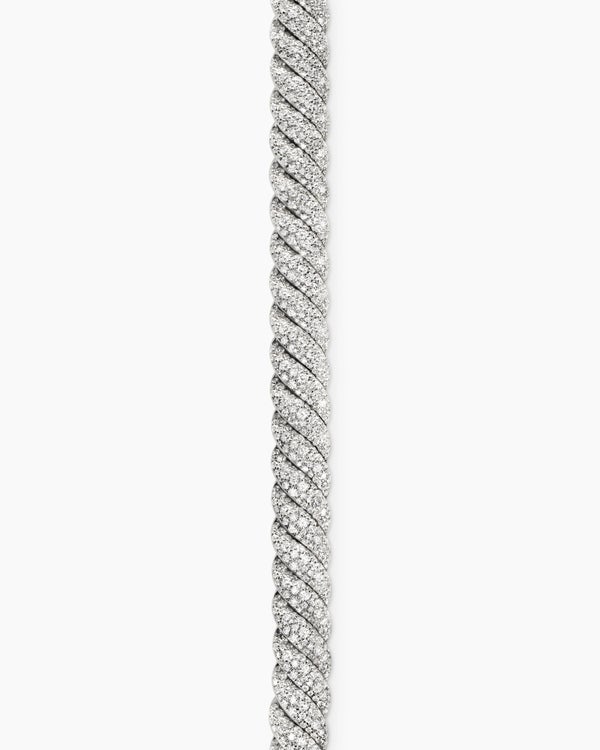 Sculpted Cable Bracelet in Sterling Silver with Diamonds, 8.5mm