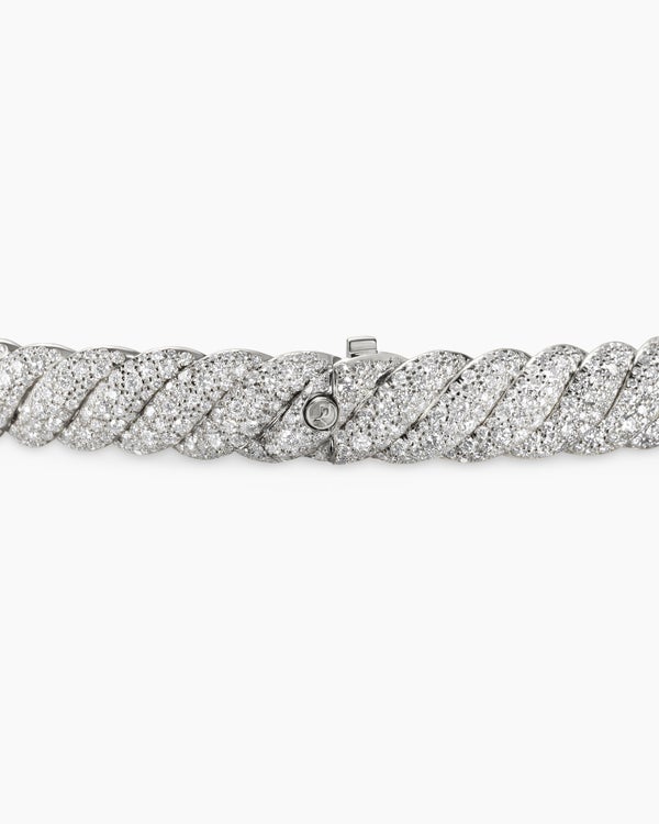 Sculpted Cable Bracelet in Sterling Silver with Diamonds, 8.5mm