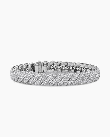 Sculpted Cable Bracelet in Sterling Silver with Diamonds, 8.5mm