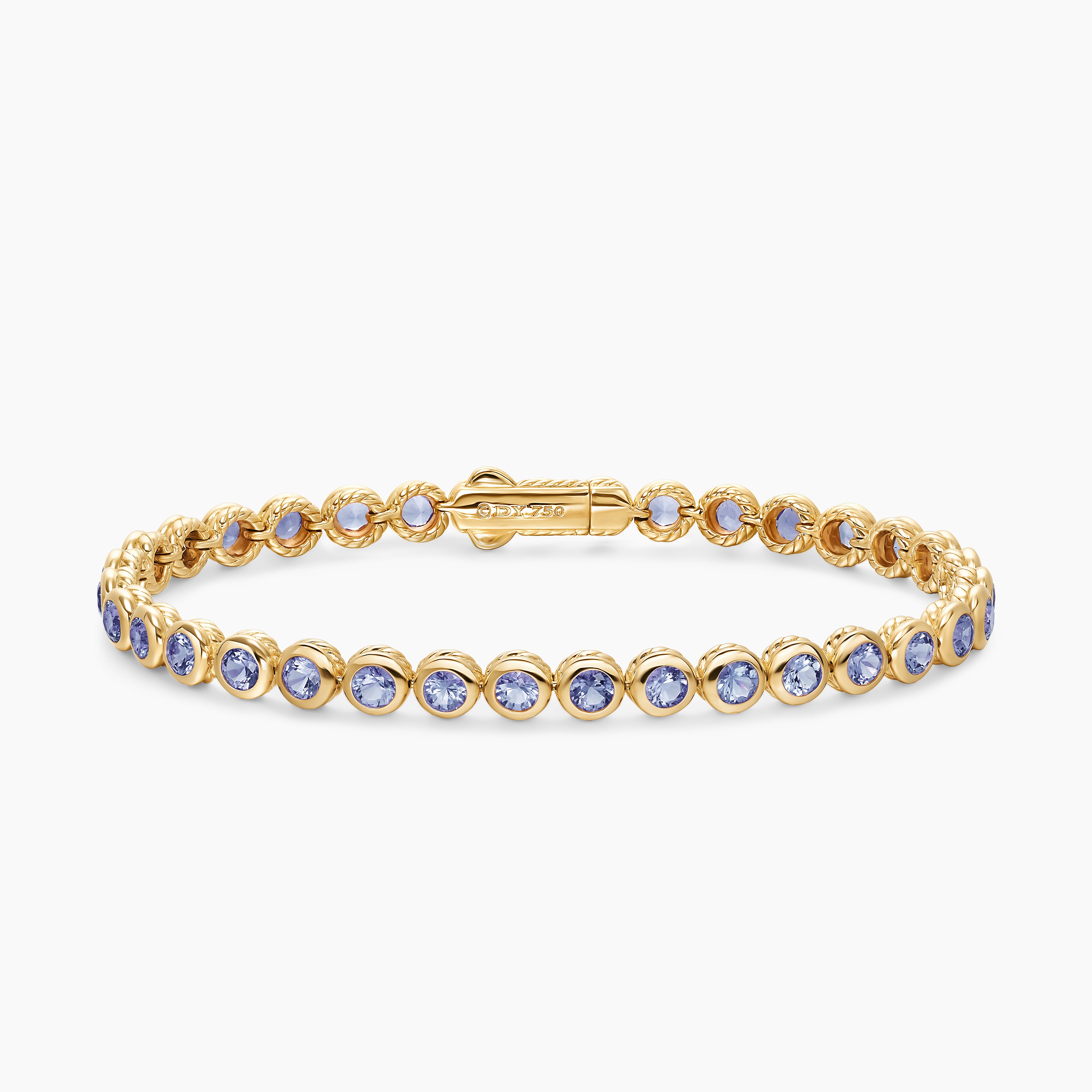 Womens Bezel Set Tennis Bracelet in 18K Yellow Gold, 4.7mm